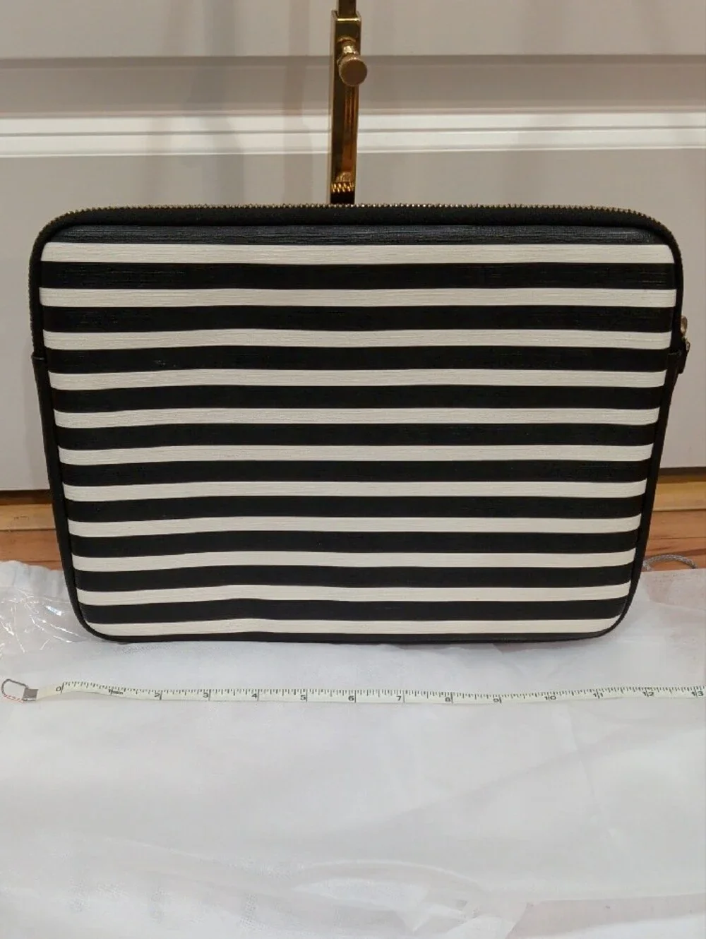 kate spade Black and White Striped Laptop Sleeve 12 In